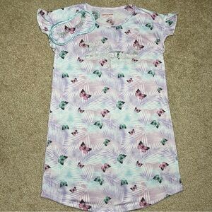 Girls Liberty*Valor Tropical Butterfly Nightgown w/ Sleep Mask Youth Size 14/16